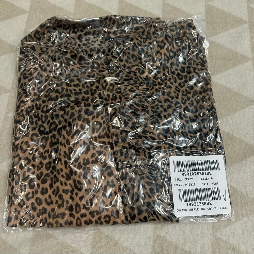 J crew Ruffle button-up shirt in leopard-print crinkle chiffon